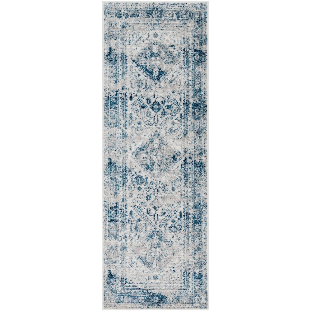 2ft 7in x 7ft 3in Melissa Traditional Runner Rugs Blue - Artistic Weavers: Medium Pile, Fade & Stain-Resistant, Indoor Use