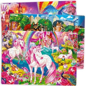 QUOKKA 300 Pieces Puzzles for Kids Ages 10-12 - 3X Set Floor Jigsaw Puzzles for 8-10 yo - Toy for Learning Unicorn - 1 of 4