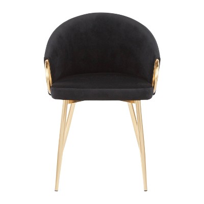 Claire Black Velvet Upholstered Low Arm Chair with Gold Metal Frame
