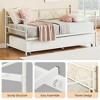 Homhougo Twin Daybed with Trundle Metal Guest Sofa Bed Frame , Heavy Duty Metal Slats White - 4 of 4