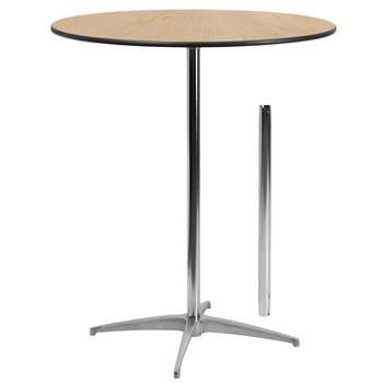 Emma and Oliver 24" Round Wood Cocktail Table with 30" and 42" Columns
