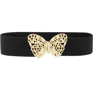 INSPIRE CHIC Women's Gold Butterfly Stretchy Vintage Elegant Elastic Waistband Belts 1 Pc - 1 of 4