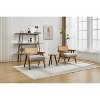 Mid-Century Farmhouse Accent Chair - Wood Armchair with Rattan Backrest & Removable Linen Cushion for Living Room, Bedroom - 2 of 4