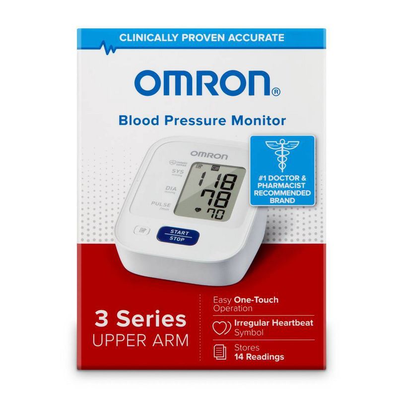 Omron 3 Series Upper Arm Blood Pressure Monitor with Cuff - Fits Standard and Large Arms, 1 of 7