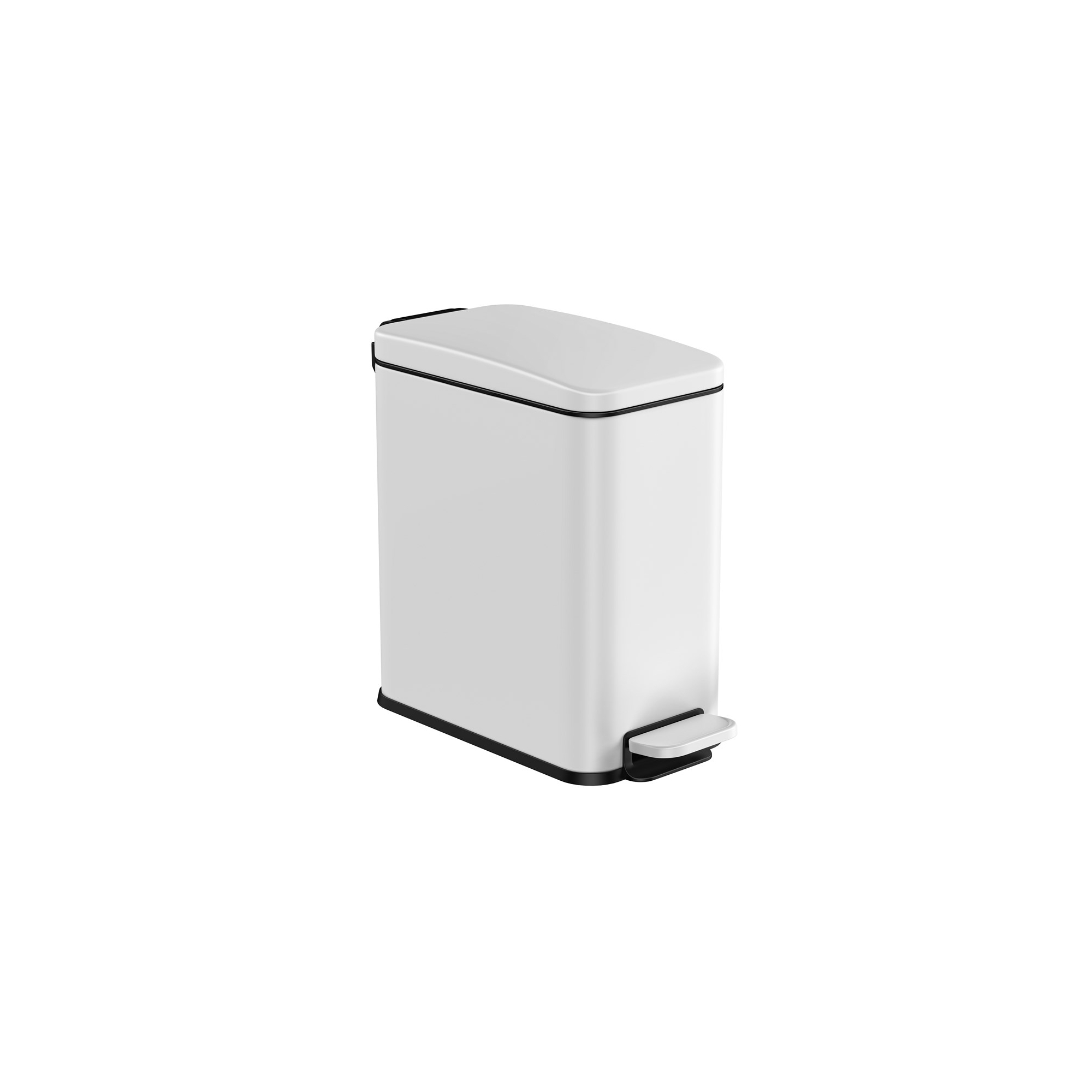SONGMICS Bathroom Trash Can, 1.3 Gallon Small Trash Bin with Lid, Slim for Small Spaces, Stainless Steel Garbage Can, Soft Close, White