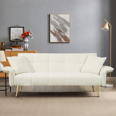 70.1 "futon sofa bed, convertible Upholstered  double sofa bed with folding armrests for living rooms and small Spaces