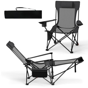 Tangkula 2PCS Camping Lounge Chair w/Detachable Footrest 4-position Backrest Carrying Bag - 1 of 4