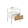 NicBex 1 Drawer Nightstand with Rattan Woven Door Panels,Bedside Table with Aluminum Alloy Handle and Metal Legs,Side Table for Bedroom - 2 of 4