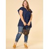 Agnes Orinda Women's Plus Size Cotton Flutter Sleeve Drawstring Flowy Summer Split V Neck Blouse - 3 of 4