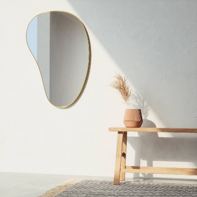 Pebble Hubba 24" x 36" Organic Shape Brass Wall Mirror