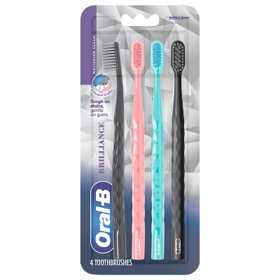 Oral-B Pro Whitening Brilliance Toothbrushes Black 4 Count
