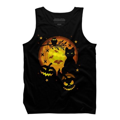 Men's Design By Humans Halloween Kitty By artizan16 Tank Top
