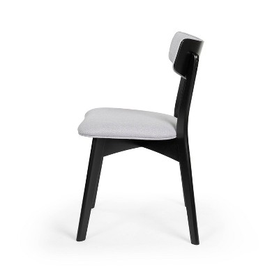 Chazz Light Gray Upholstered Dining Chairs with Matte Black Wood Frame