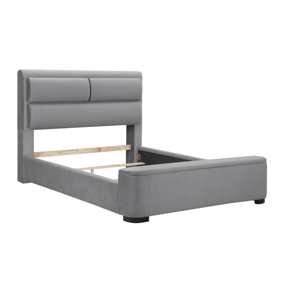 Photos - Bed Queen Nirlen Upholstered  with Storage Gray - HOMES: Inside + Out