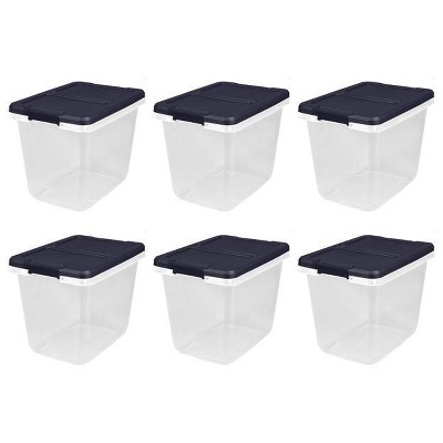 6pk Small Stackable Bins Front Opening Clear Plastic - Brightroom