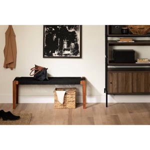 South Shore Balka Wood Bench Black/Natural: Rectangle, Spot Clean, Non-Upholstered, Wood Legs - 1 of 4