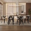 LeisureMod Upholstered Dining Chair in Leather with Dark Walnut Wood Frame Klyne Series - 3 of 4