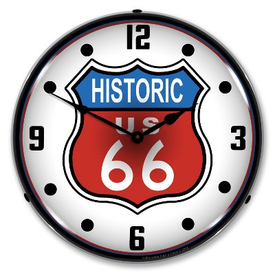 Collectable Sign & Clock | Historic Route 66 LED Wall Clock Retro/Vintage, Lighted