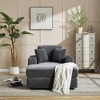 Corduroy Upholstered Chaise Lounge Chair with Deep Seat, Detachable Cushions, Magazine Bag & Cup Holders for Living Room or Office - 4 of 4