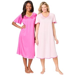 Only Necessities 2-Pack Short Silky Gown - 1 of 4