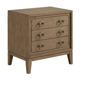 Vynxaria Softer Modern 3-Drawer Nightstand - USB Charging Ports, Elm Veneers, Felt/Cedar Lined Drawers, Latte Finish - 1 of 4