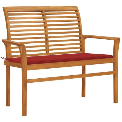 vidaXL Garden Bench Teak Brown Solid teak wood, 100% polyester fabric