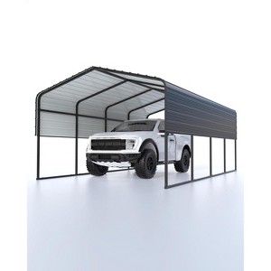 13'x 21'x 10' Heavy Duty Carport, Oversized Metal Garage with Reinforced All-Metal Frame and Galvanized Steel Roof, Permanent Shelter for Trucks - 1 of 4