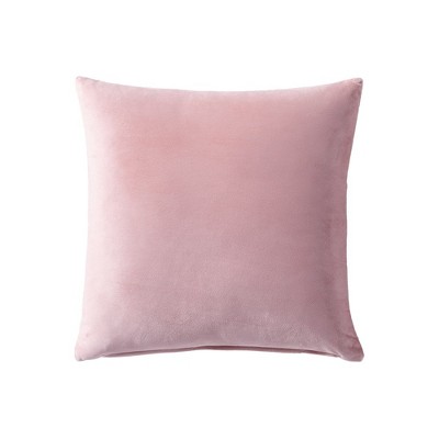 Pink and White Embroidered Cotton Square Throw Pillow