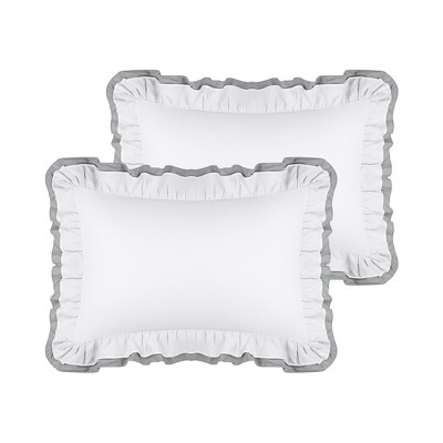 Unique Bargains Double Layers Wide Ruffles Envelope Closure Pillowcases 2 Pcs