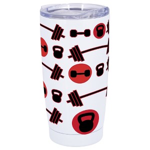 100 North 20 Ounce Stainless Steel On the Go Travel Tumbler With Push Top Lid, Workout Weights White - 1 of 4