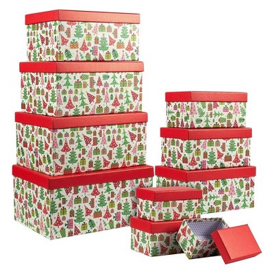 Juvale 10-Piece Nesting Gift Box Set, Rectangle Cardboard Storage Box With Lid For Christmas ...