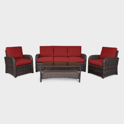 Jackson 4pc Patio Seating Set - Red - Leisure Made