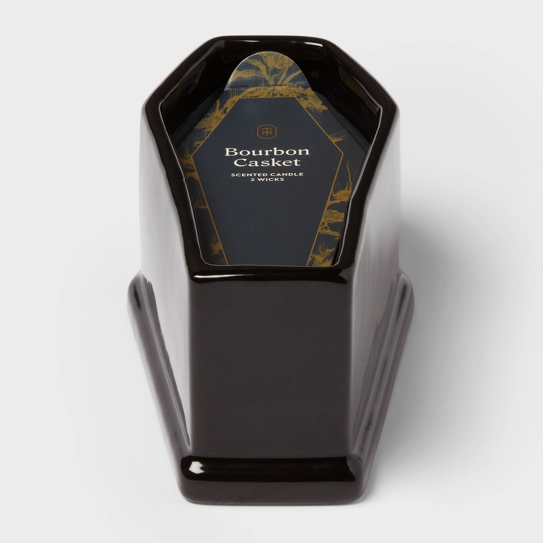 2 Wick Casket Shaped Filled Wax Candle Bourbon Casket 8oz - Threshold™