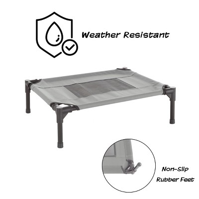 Small Gray Elevated Outdoor Pet Bed with Steel Frame