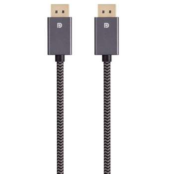 Monoprice DisplayPort 1.4 EasyPlug Nylon Braided Cable - 6 Feet - Gray | Up to 32.4 Gbps, 8K@60Hz, DPCP, HDCP, 3D Video, HBR3, DSC 1.2