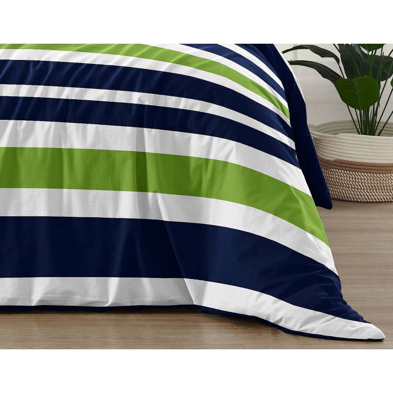4pc Stripe Twin Kids&#39; Comforter Bedding Set Navy and Lime - Sweet Jojo Designs, 6 of 8