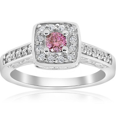 Pompeii3 3/8Ct Pink Diamond Engagement Ring 14k White Gold Lab Created