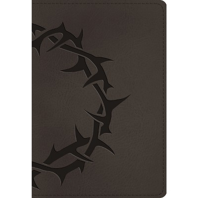 ESV Large Print Compact Bible (Trutone, Charcoal, Crown Design) - (Leather Bound)