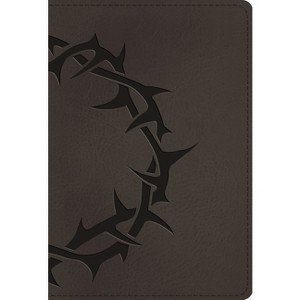 ESV Large Print Compact Bible (Trutone, Charcoal, Crown Design) - (Leather Bound) - 1 of 1