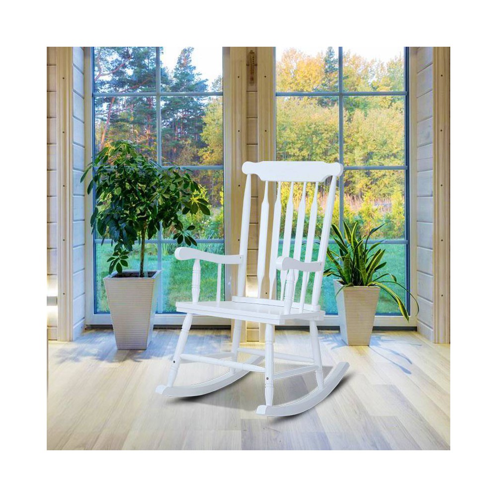 Photos - Garden Furniture Outdoor Poplar Wood Rocking Chair - White - Captiva Designs