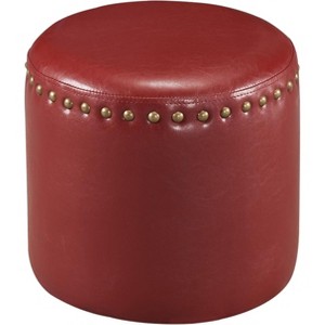 Kings Brand Furniture Nailhead Trim Upholstered Stool Ottoman - 1 of 4