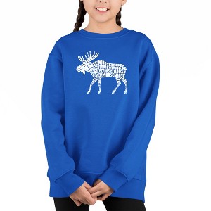 LA Pop Art Moose - Girl's Word Art Crewneck Sweatshirt - 1 of 3
