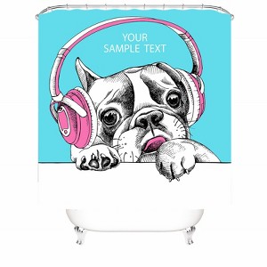 Dog With Headphones Shower Curtains for Bathroom Waterproof Fabric Bath Curtain Durable Soft Stylish Bathroom Decor 72x72 Inch - 1 of 1