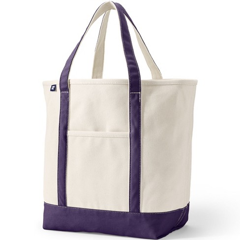 Lands' End Natural Zip Top Canvas Tote Bag, Size: Medium