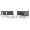vidaXL 5 Piece Patio Lounge Set with Cushions White Steel - White 4x corner + table - 3 of 4