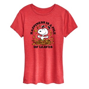 Women's - Peanuts - Happiness Is A Pile Of Leaves Short Sleeve Graphic T-Shirt - 1 of 4