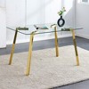 Gulches Modern Minimalist Rectangular Dining Table Tempered Glass Top Golden Metal Legs Kitchen Dining Living Room - 2 of 4