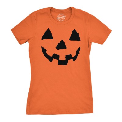Women's Pumpkin Face T-Shirt Funny Halloween Jack O Lantern Shirt for Women - Crazy Dog Women's T Shirt