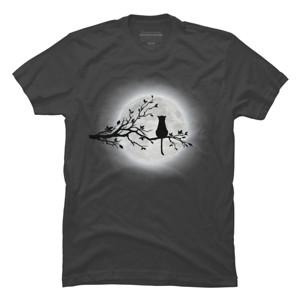 Men's Design By Humans The Cat and The Moon By Maryedenoa T-Shirt - 1 of 4