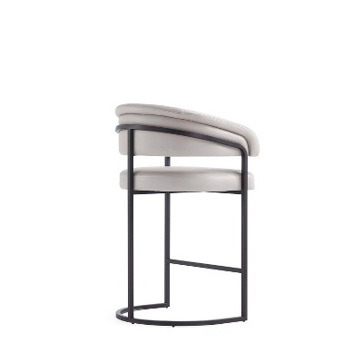 Augusta Light Gray Leatherette Counter Stools with Metal Base, Set of 3
